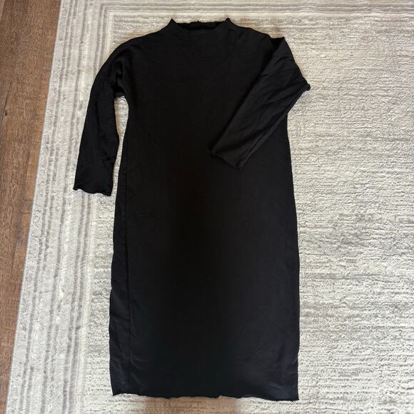 NEW Frank & Eileen Isabelle Funnel Neck Dress Black Triple Fleece Sz L Midi - Picture 5 of 9